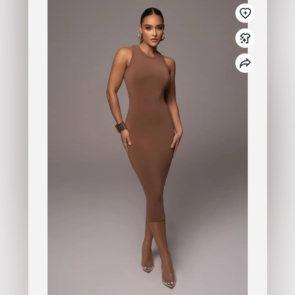 JLUXLABEL Chocolate Brown Ribbed Dress - Picture 1 of 5